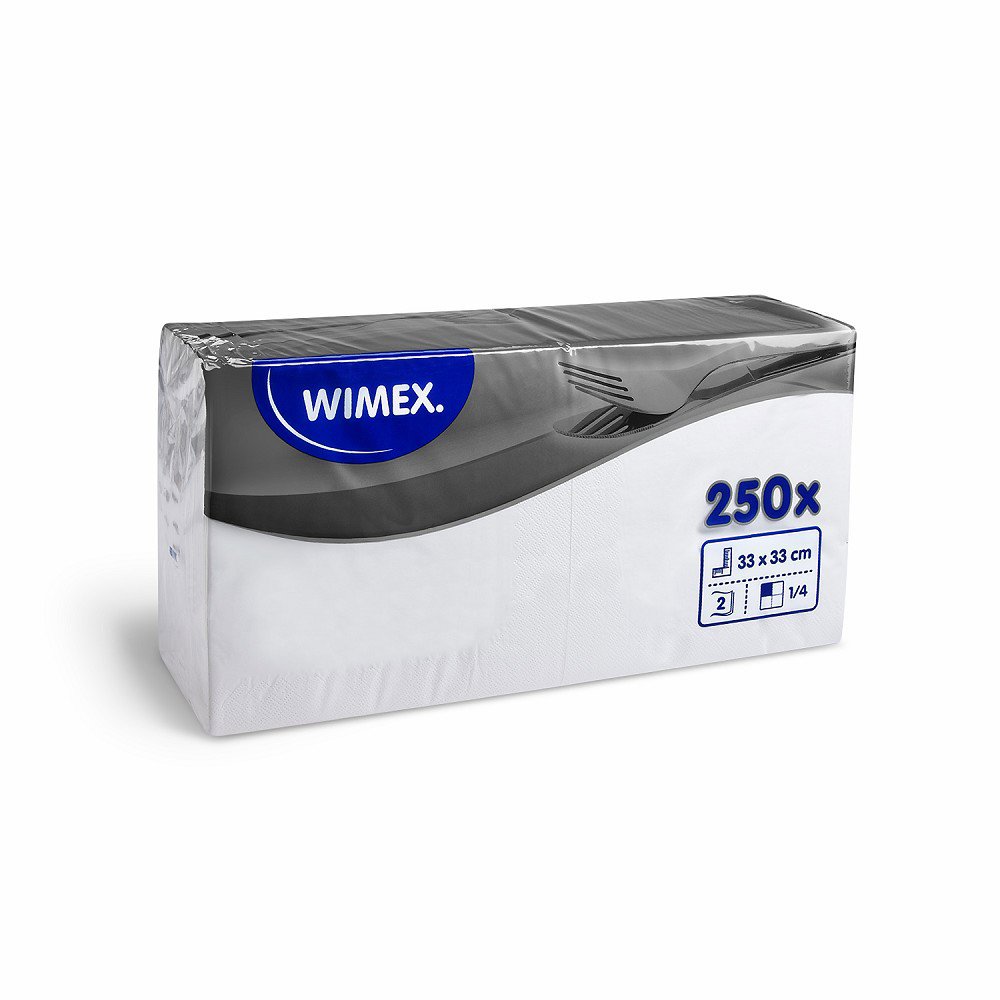 Wimex 2vrstvé ubrousky 33 × 33 cm, bílé - 250 ks
