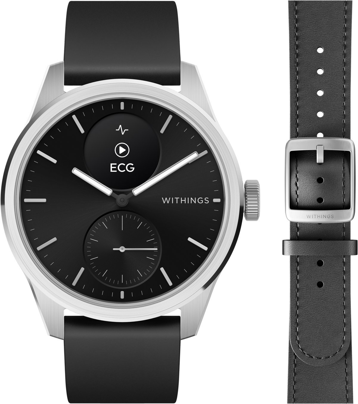 Withings ScanWatch 2 42mm Black s koženým řemínkem