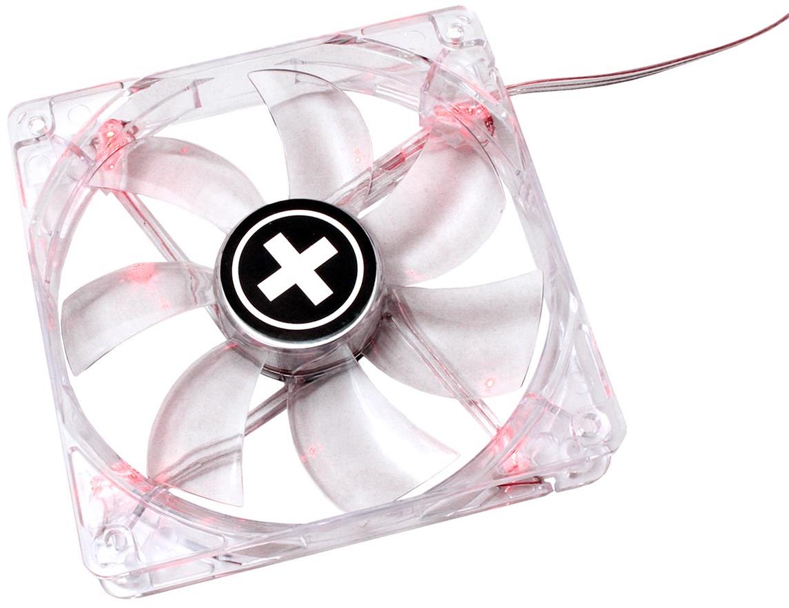 XILENCE ventilátor 120 × 120 × 25 mm, transparentní, červené LED, DMI, série Performance C
