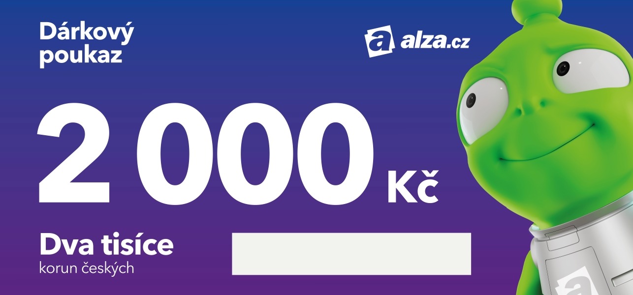 Tištěný dárkový poukaz Alza.cz na nákup zboží v hodnotě 2000 Kč