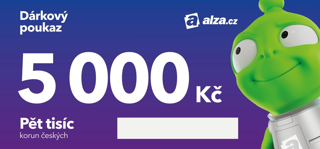 Tištěný dárkový poukaz Alza.cz na nákup zboží v hodnotě 5000 Kč