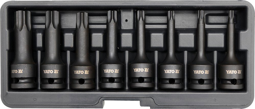 YATO Sada nástavců 1/2" rázové 8 ks T30-T80 torx CrMo YT-1065
