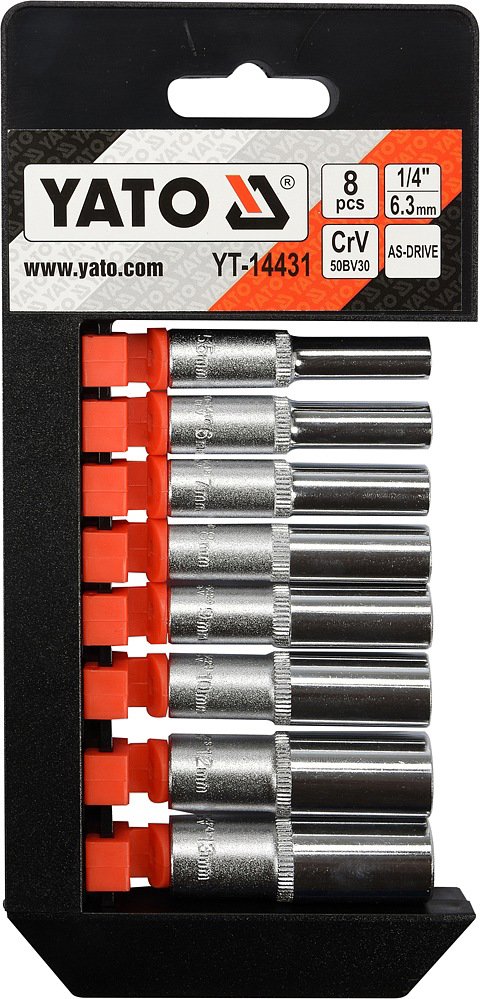 YATO Sada nástavců 1/4" šetihranné 8 ks 5,5-13 mm YT-14431