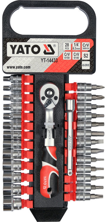 YATO Sada nástavců a bitů 1/4" 28 ks YT-14433