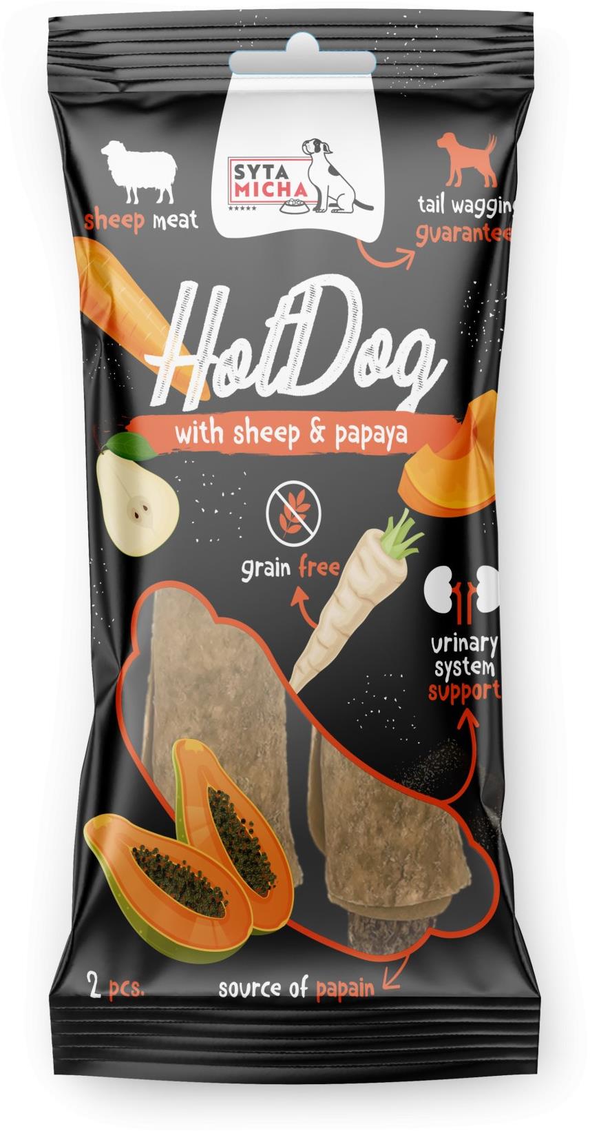 Syta micha - Hotdog Zelenina s papájou v ovčí kůži 2 ks