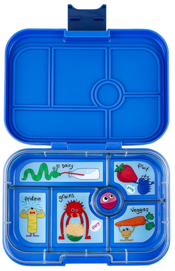 Yumbox Nepropustný svačinový box 6 sekcí Original - Surf Blue Funny Monsters
