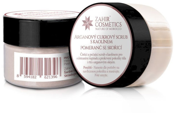 Záhir cosmetics Arganový cukrový scrub s kaolínem 25 ml pomeranč se skořicí
