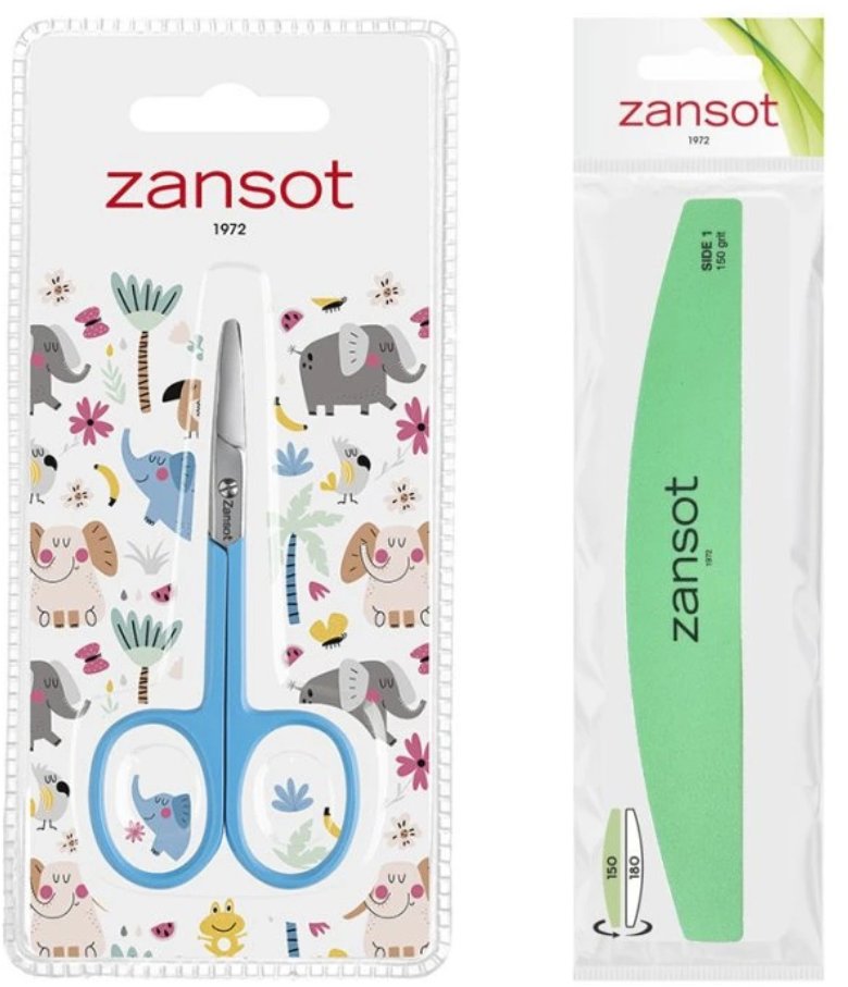 Zansot Dvoustranný pilník + nůžky na nehty pro děti, modré