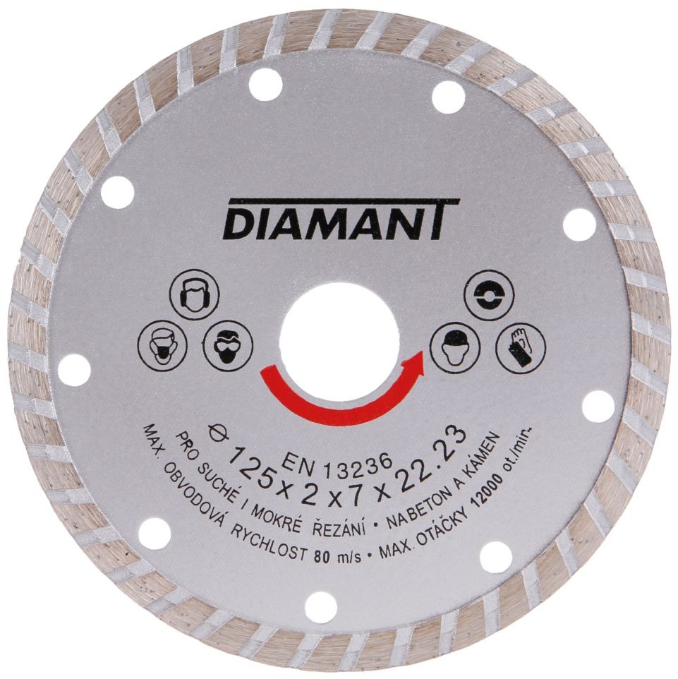 Kotouč diamantový turbo O 125 x 22.2 mm, DIAMANT