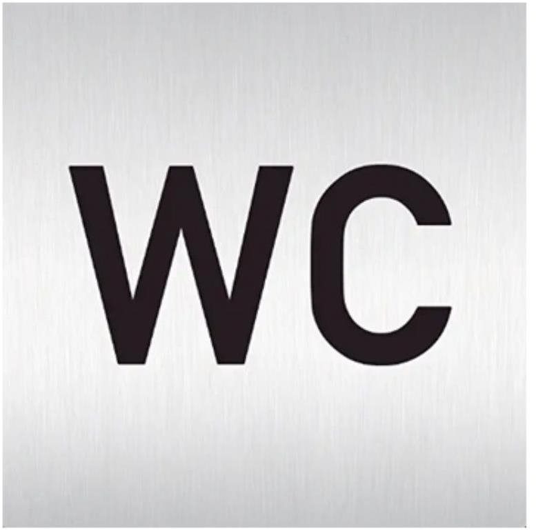 Znak rozlišovací "WC", 60 x 60 mm, samolepící, nerez