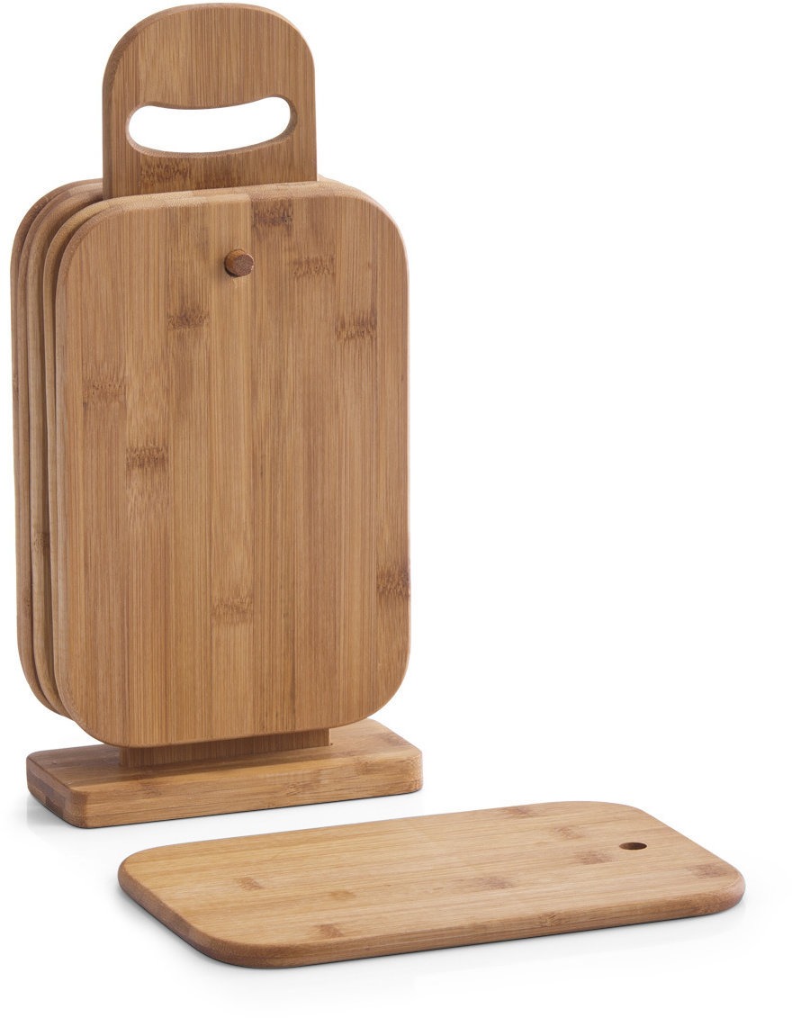 ZELLER Prkénka krájecí se stojanem set 7 ks bambus 15 × 7 × 32 cm