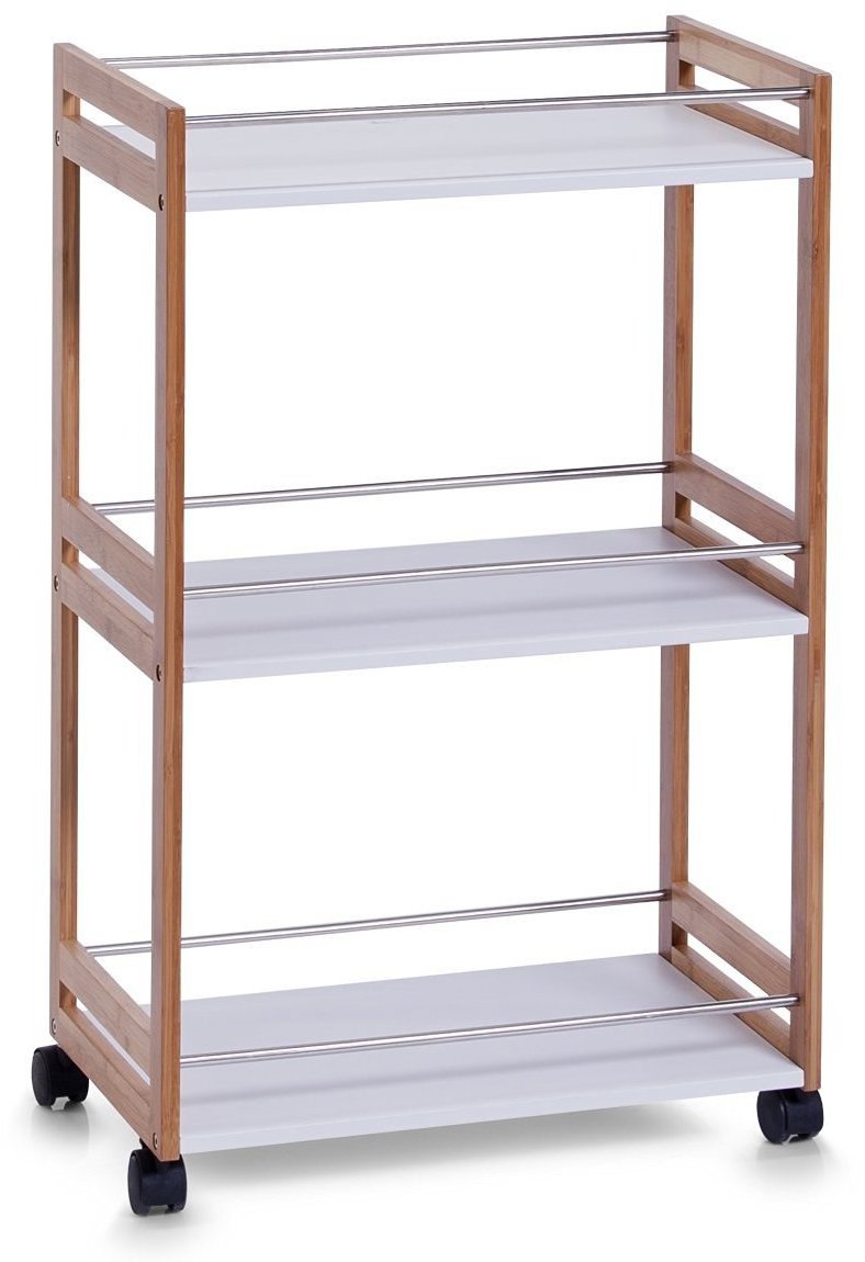 Zeller Bamboo Koupelnový regál na kolečkách, vozík, třípatrový