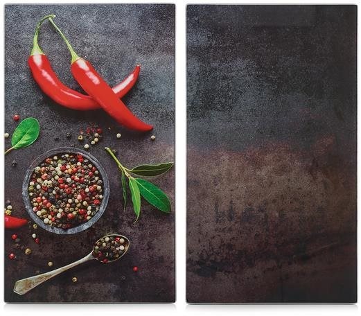 ZELLER Skleněná řezací deska 30 × 52 cm 2 ks motiv chilli
