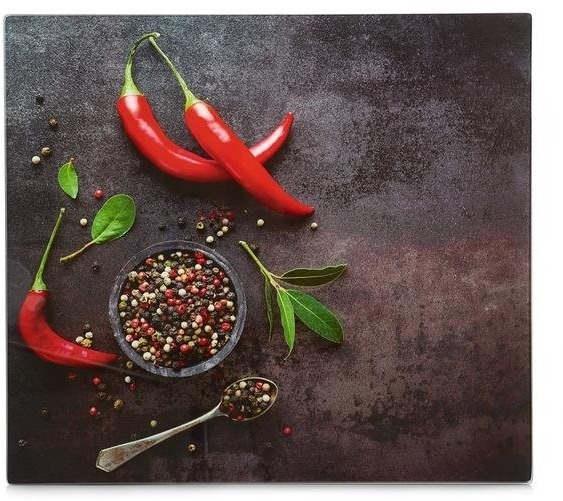 ZELLER Skleněná řezací deska 56 × 50 cm motiv chilli