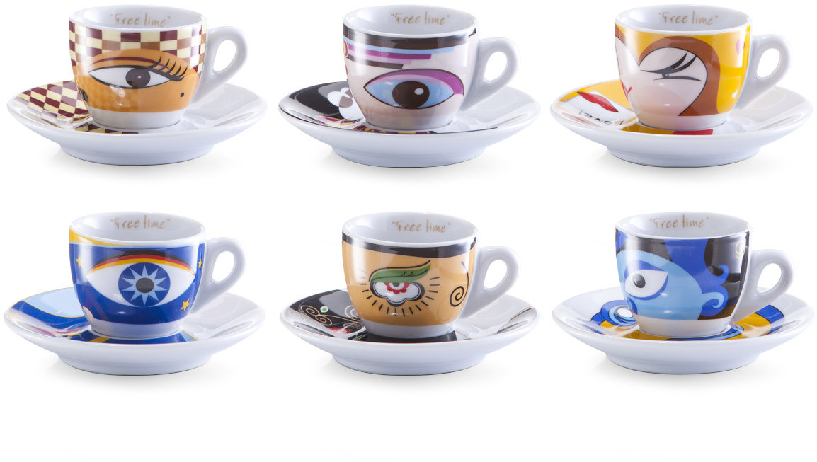 ZELLER Sada šálků s podšálkem 6 ks porcelán, motiv Magické oči 50 ml