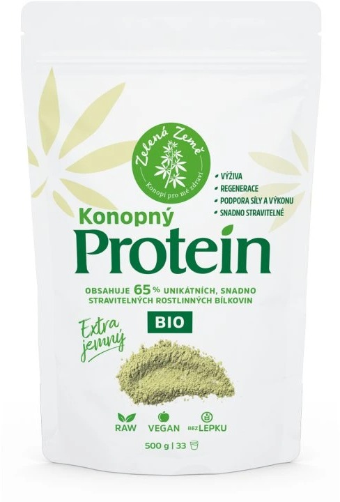 Zelená Země, Konopný protein BIO Extra jemný, 500 g 65%
