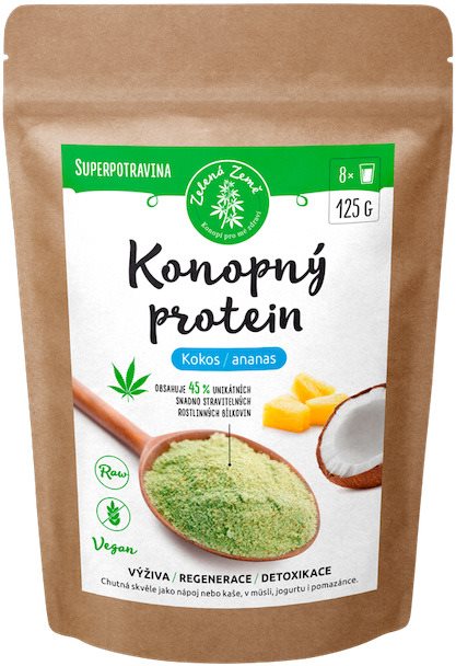 Zelená země Konopný protein 125g - kokos s ananasem