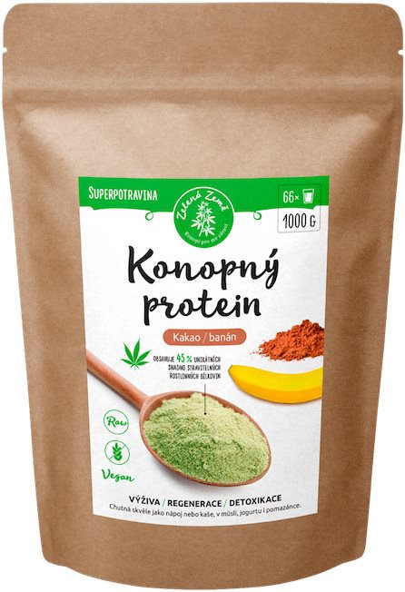 Zelená země Konopný protein 1kg - kakao s banánem