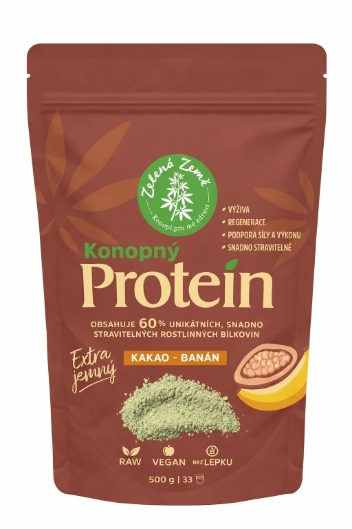Zelená Země, Konopný protein EXTRA 500 g - kakao s banánem