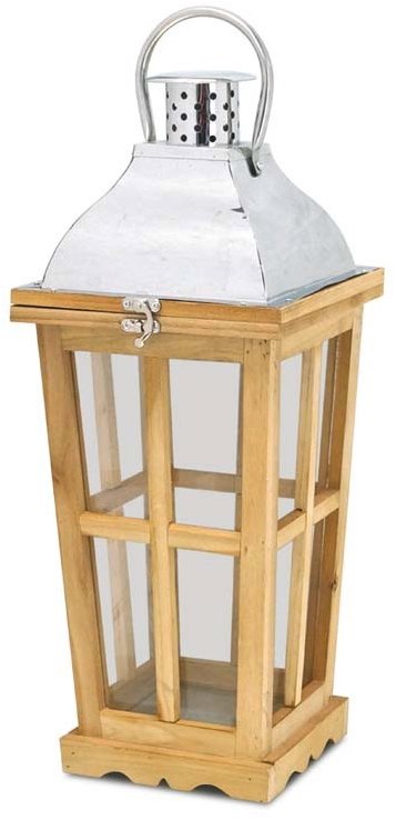 Z - TRADE Lucerna dřevěná s kovem, 19 × 46 cm, přírodní