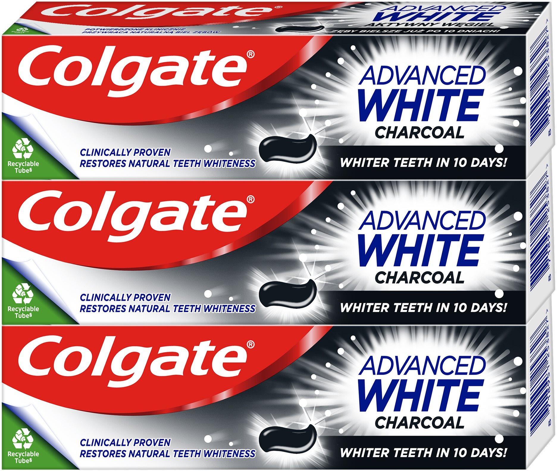 COLGATE Advanced White Charcoal 3× 75 ml