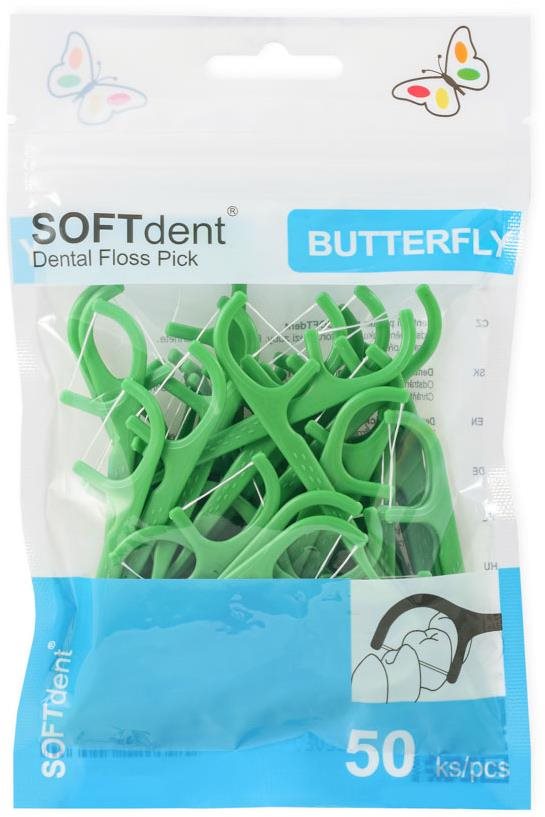 SOFTDENT Butterfly Dentální párátka, 50 ks barevná varianta