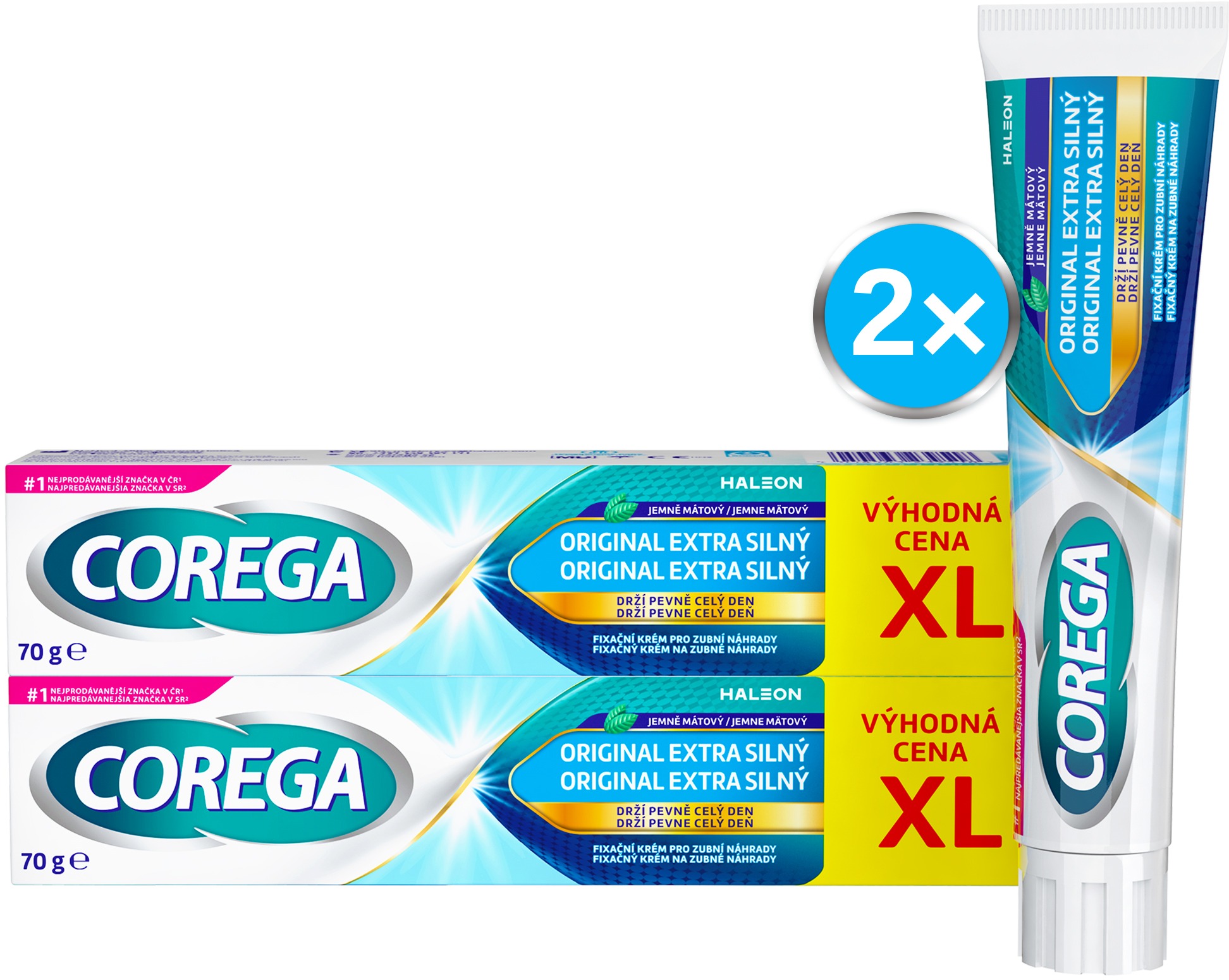 COREGA OM Pro zubní náhradu Original extra silný XL 2× 70 g