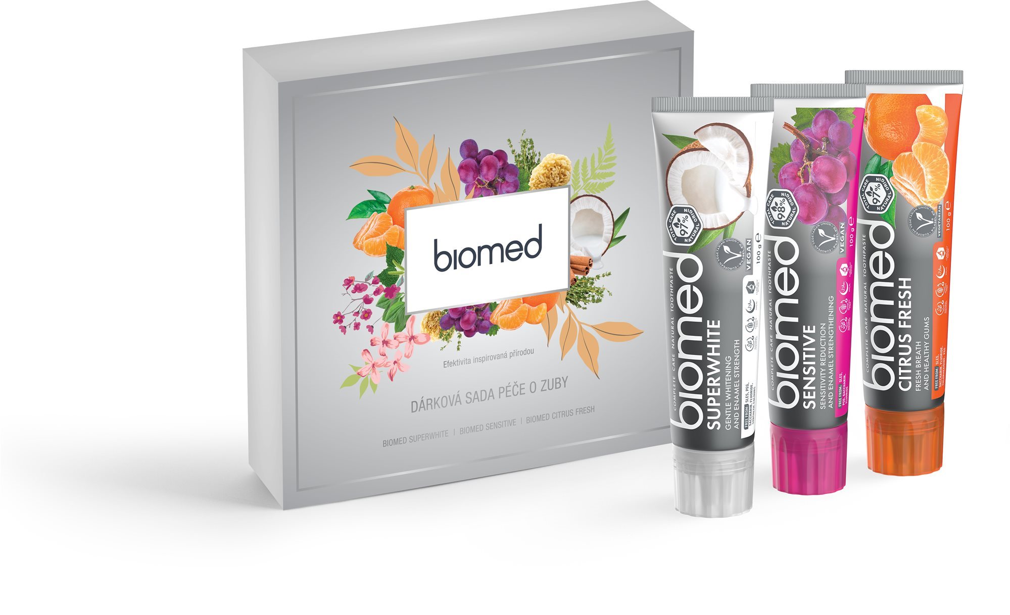 BIOMED dámská dárková sada Superwhite, Sensitive, Citrus Fresh 3× 100 g