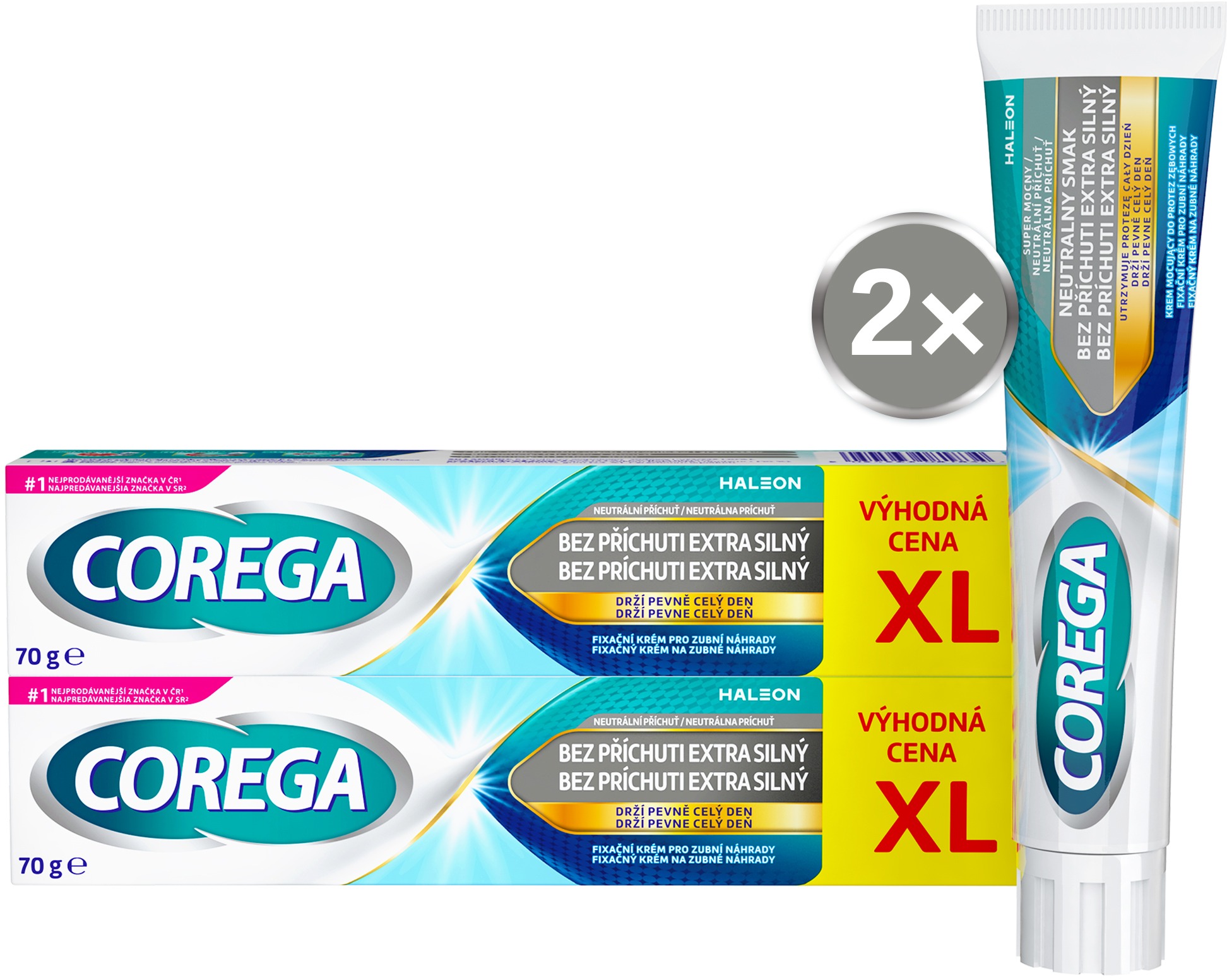 COREGA fixační krém bez příchuti extra silný XL 2× 70 g