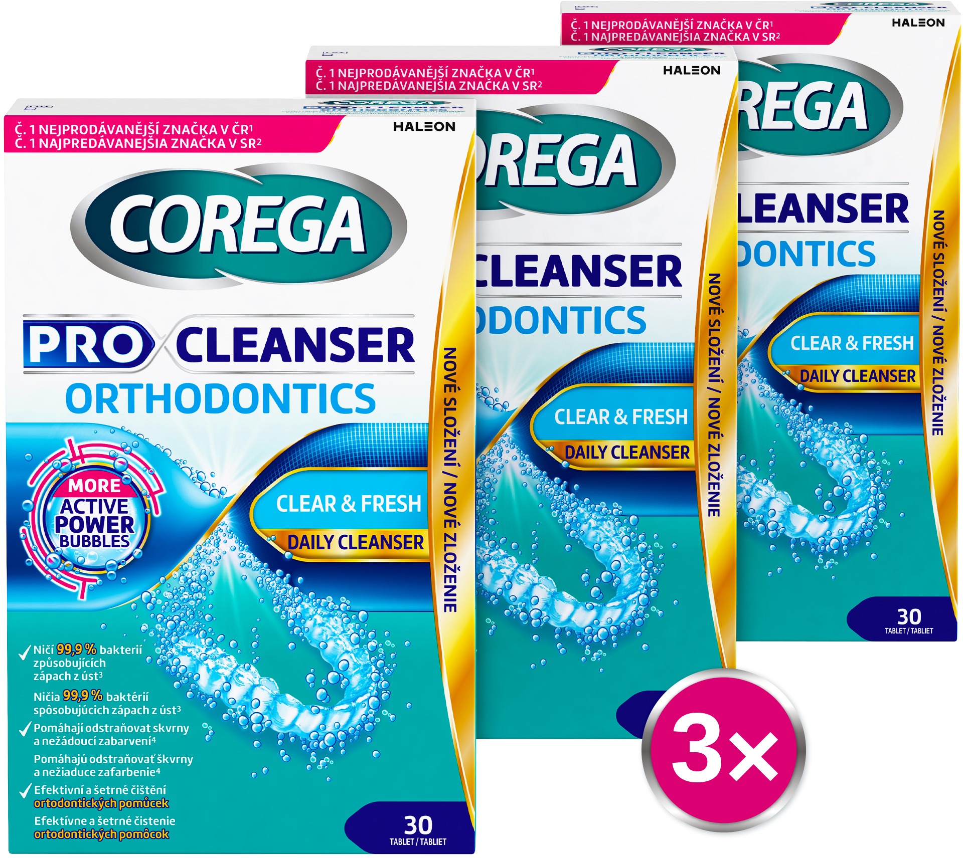 COREGA Pro Cleanser Orthodontics čisticí tablety 3× 30 ks