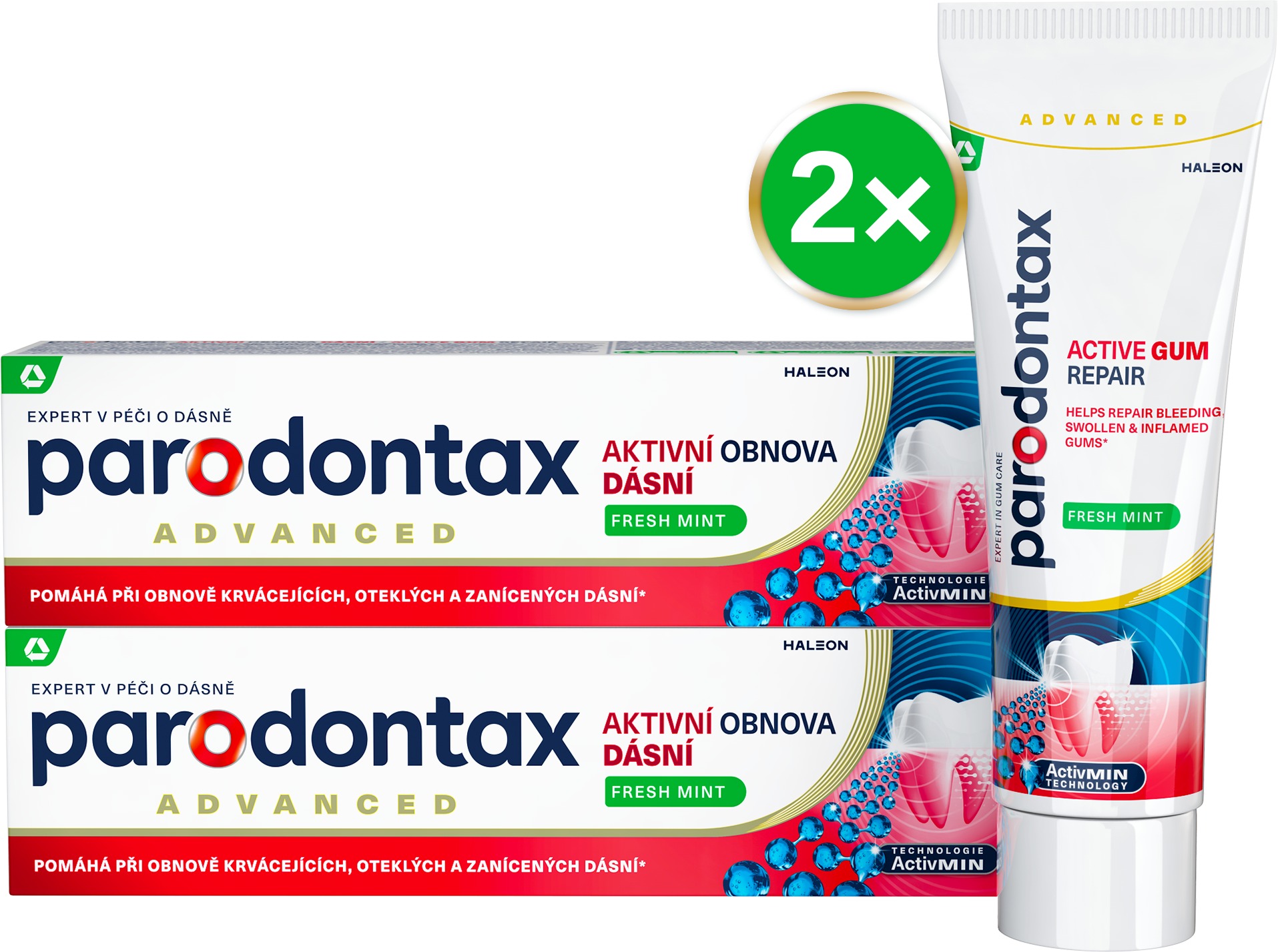 PARODONTAX Obnova dásní Fresh Mint 2× 75 ml