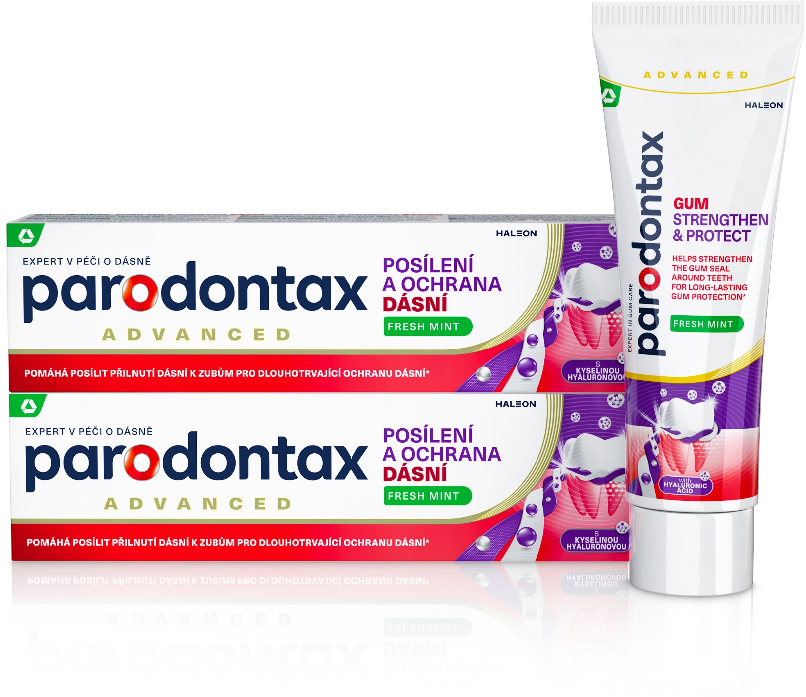 PARODONTAX Posílení a ochrana dásní Fresh Mint s kyselinou hyaluronovou 2× 75 ml