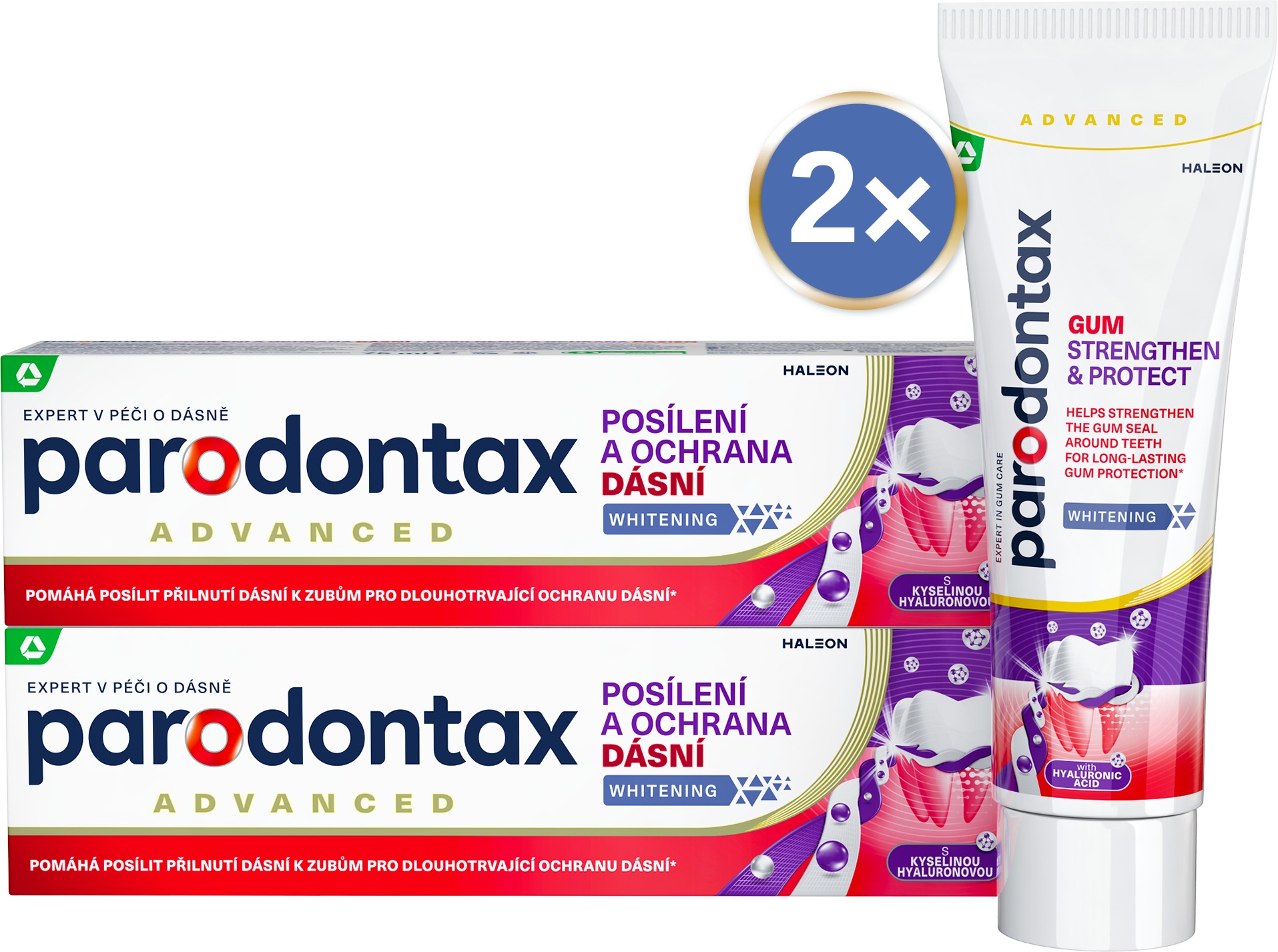 PARODONTAX Posílení a ochrana dásní Whitening s kyselinou hyaluronovou 2× 75 ml