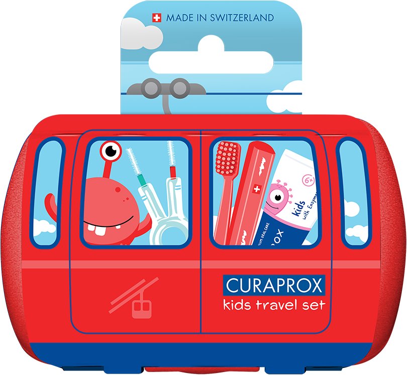 CURAPROX Travel set KIDs, červený