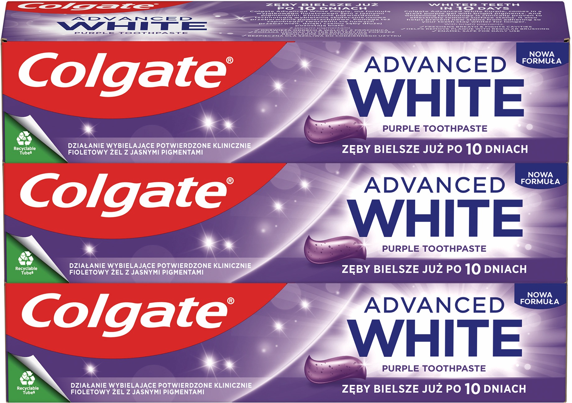 COLGATE Advanced White Purple 3 × 75 ml