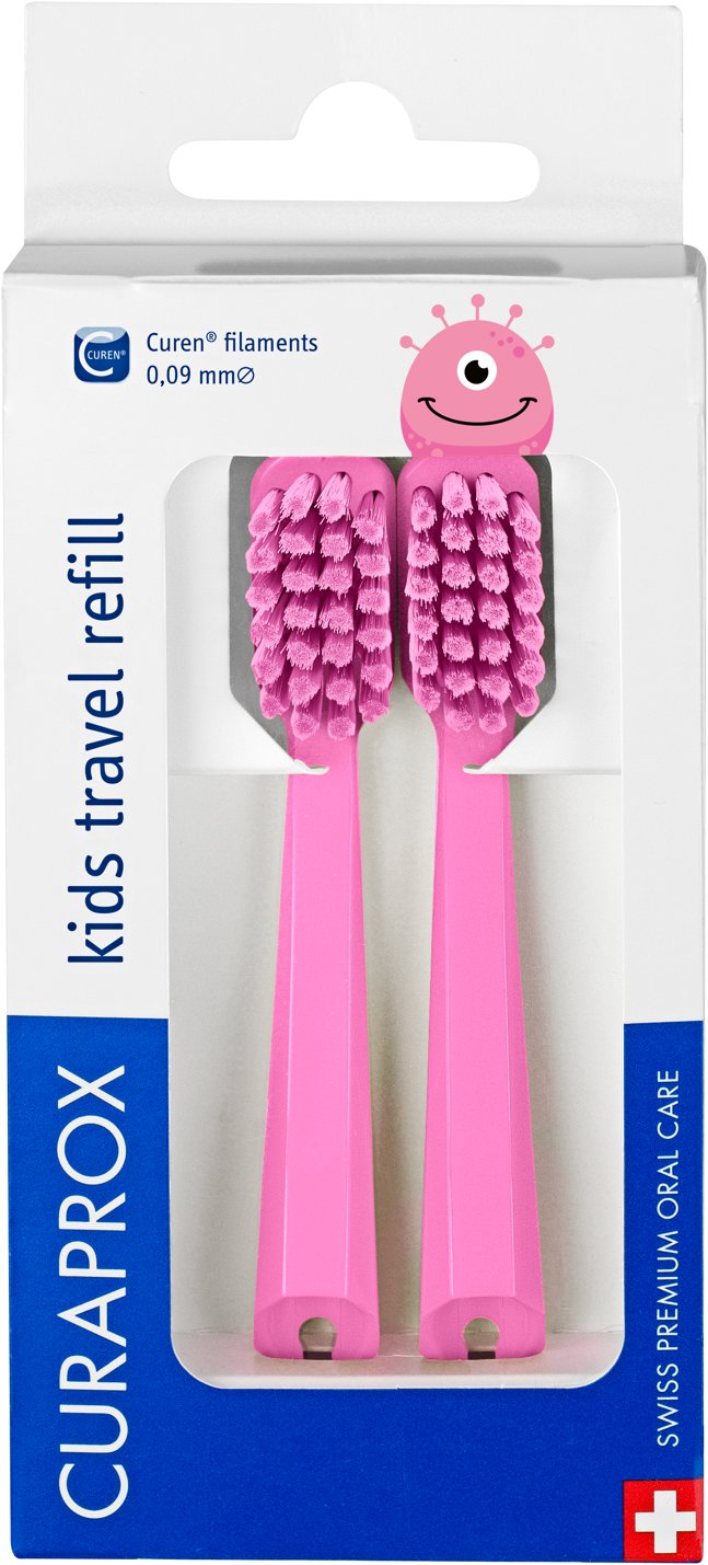 CURAPROX Kids Travel set růžový náhrada, 2 ks