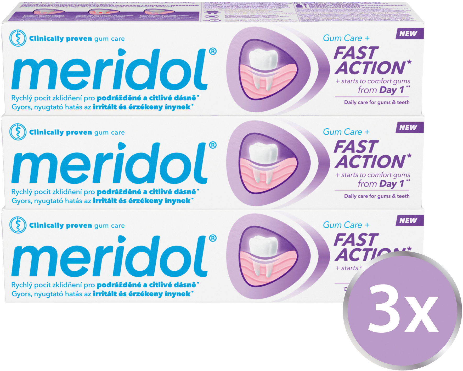 MERIDOL Fast Action 3× 75 ml