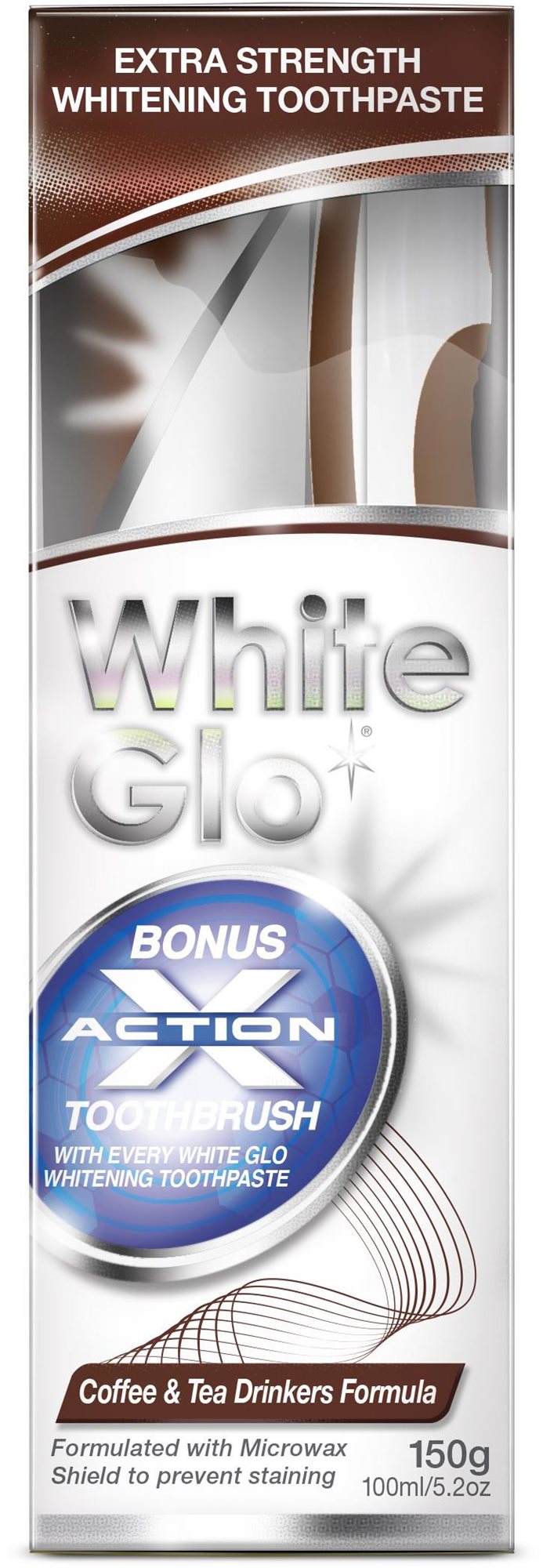 WHITE GLO Coffe and Tea 150 g + zubní a mezizubní kartáček