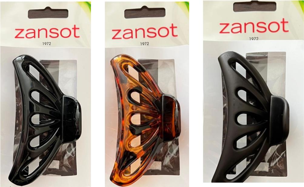 Zansot Sponka na vlasy Curved Classic Large 9,5 cm, 3 ks lesklá + matná + želva