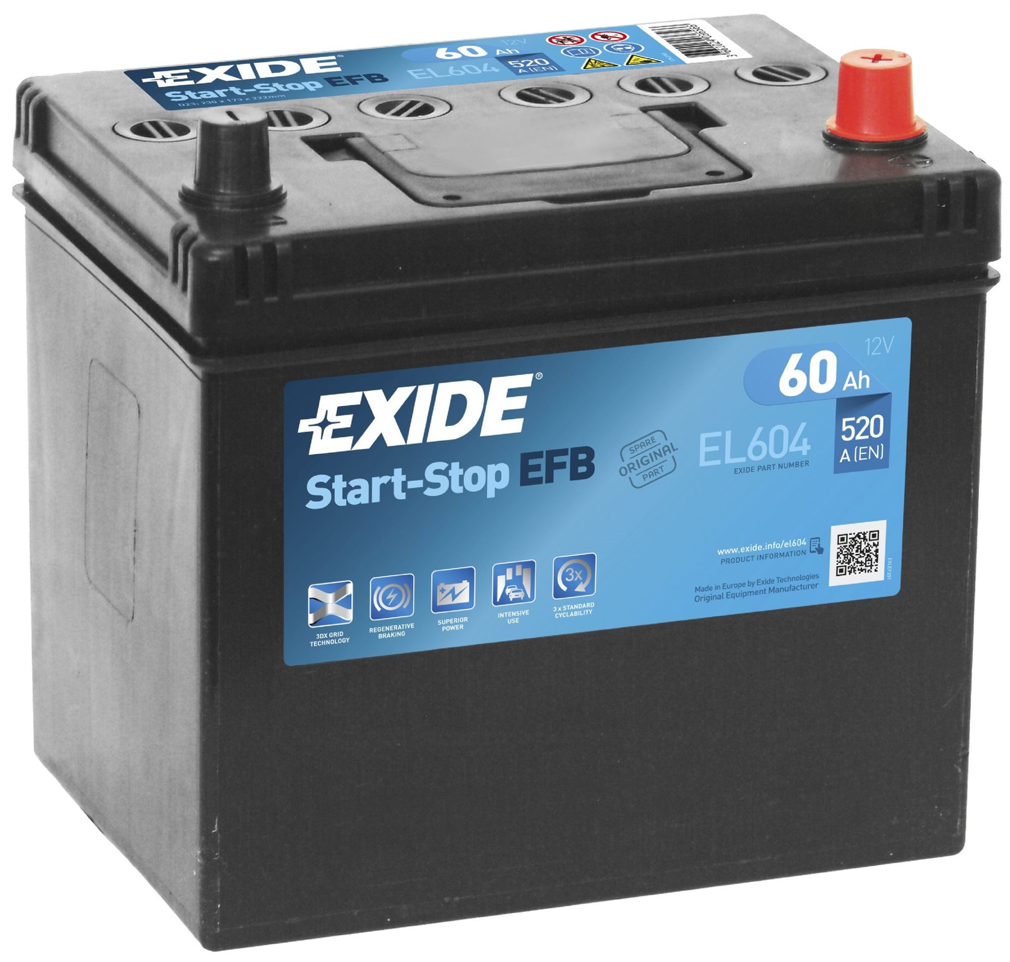 EXIDE START-STOP EFB 60Ah, 12V, EL604