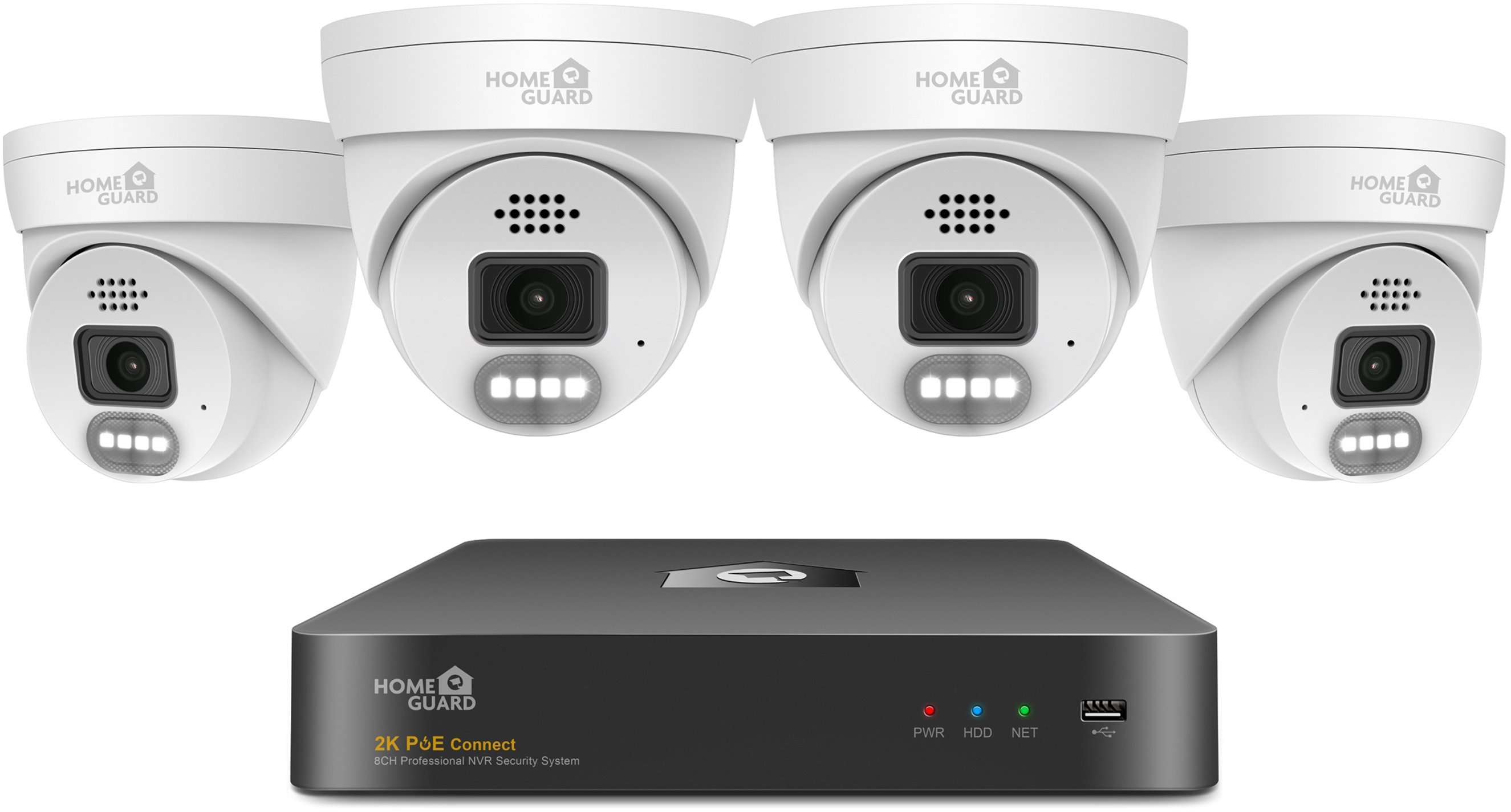 iGET HOMEGUARD HGNVK84804 Security PoE Outdoor Kit 2K (5 MPx) with LED light and sound