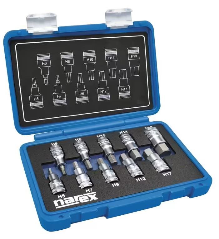 NAREX 443000957 Sada hlavic 1/2" zástrčných inbus