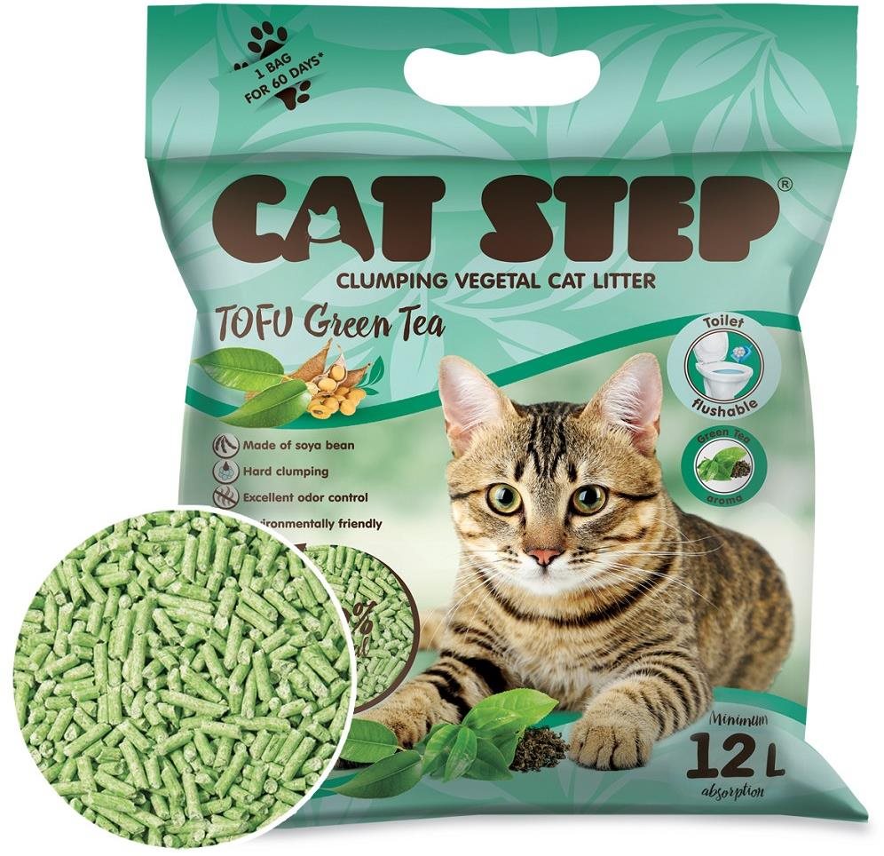 Roztržený obal - Stelivo pro kočky Cat Step Tofu Green Tea