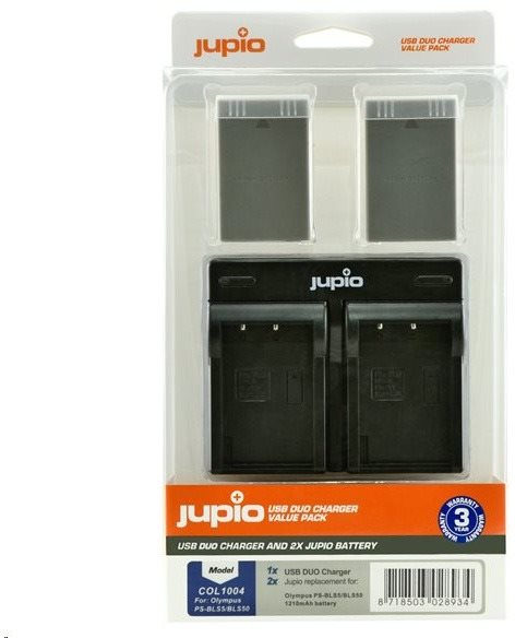 Set Jupio 2x baterie BLS5 / BLS50 - 1210 mAh a duální nabíječka pro Olympus